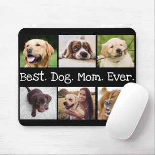 Fun Best Hund Mama alle 6 Foto Collage Schwarz-wei Mousepad