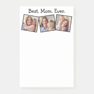 Fun Beste Mama je 4 Foto Collage Black Post-it Klebezettel