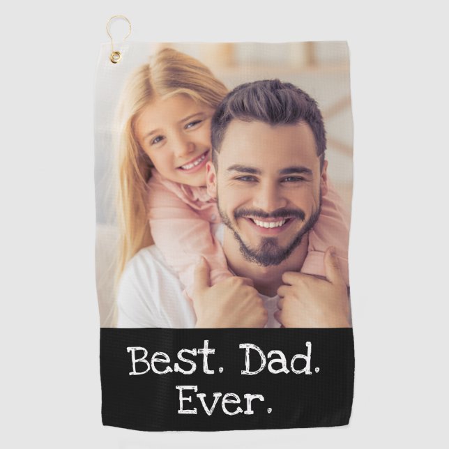 Fun Bester Vater je Foto Schwarzer Golfer Personal Golfhandtuch (Vorderseite)