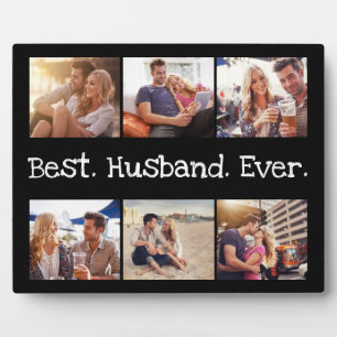 Fun Bestes Husband je 6 FotoCollage Schwarz-weiß Fotoplatte