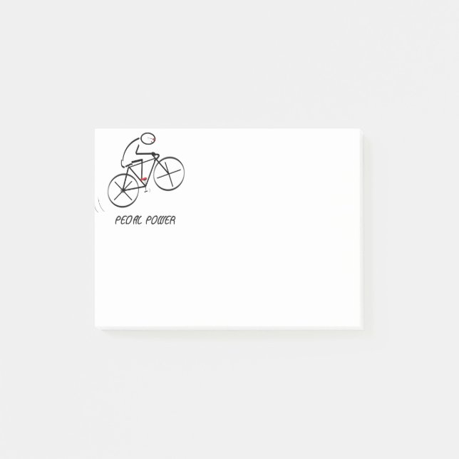 Fun Bicyclist Design mit "Pedal Power"-Text Post-it Klebezettel (Vorderseite)