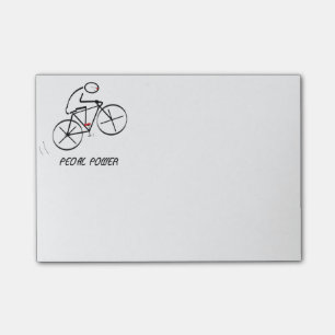 Fun Bicyclist Design mit "Pedal Power"-Text Post-it Klebezettel