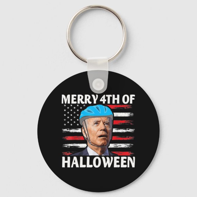 Fun Biden Dazed Merry th Juli glückliche Halloween Schlüsselanhänger (Vorderseite)