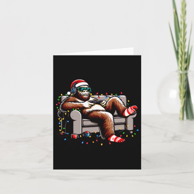 Fun Bigfoot Gamer Weihnachten Sasquatch Xmas glaub Karte (Vorderseite)