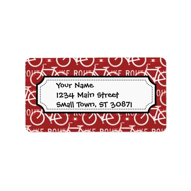 Fun Bike Route Fixie Radrennmuster Rot Adressaufkleber (Vorne)