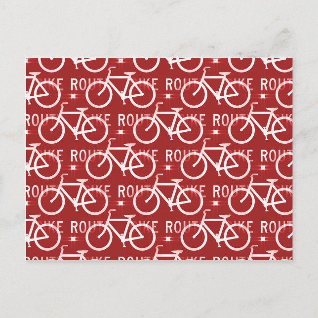 Fun Bike Route Fixie Radrennmuster Rot Postkarte (Vorderseite)