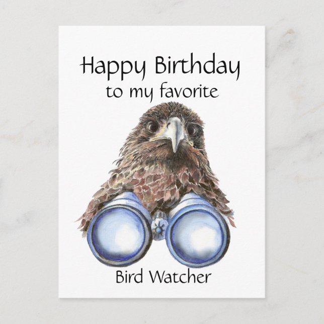 Fun Bird Watcher Birthday Pun Hawk Binoculars Postkarte (Vorderseite)
