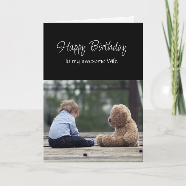 Fun Birthday Awesome Wife Cute Teddy Bear Karte (Vorderseite)