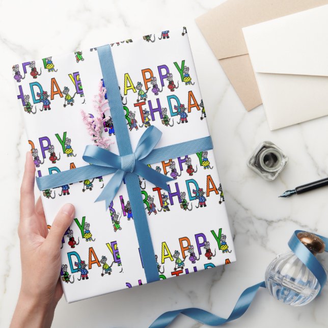 Fun Birthday Mice Geschenkpapier (Schenken)