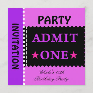 Fun Birthday Party Girls Teen Tweens Lila Einladung