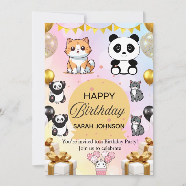 Fun Birthday Party Invitation | Colorful Modern  Einladung (Vorderseite)