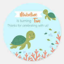 Fun Birthday Sea Turtle & Coral Reef