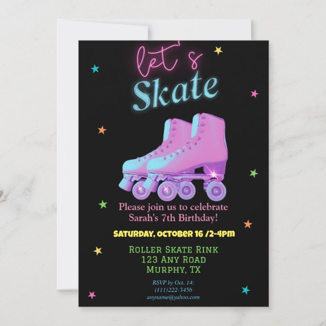 Fun Birthday Skate Party lädt ein Einladung (Vorderseite)