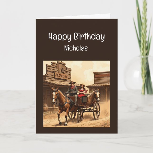 Fun Birthday Western Wild West AI Spaß Karte (Vorderseite)