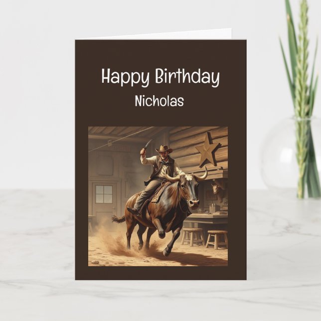 Fun Birthday Western Wild West Spaß Karte (Vorderseite)