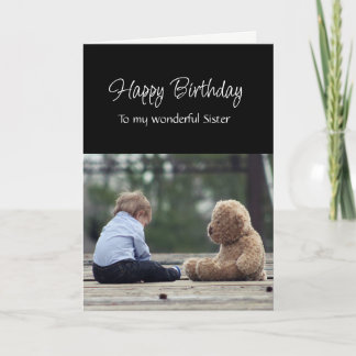 Fun Birthday Wonderful Sister Cute Teddy Bear Karte