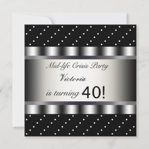 Fun Black 40th Birthday Party Invitation