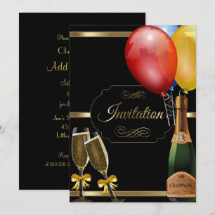 Fun Black and Gold Party Invitation à la fête
