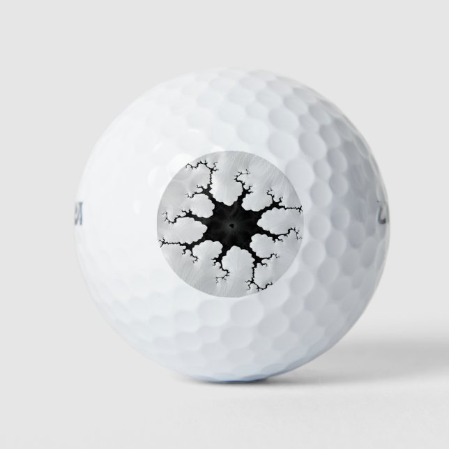 Fun Black and White Cracked Fraktal Art Golfball (Vorderseite)