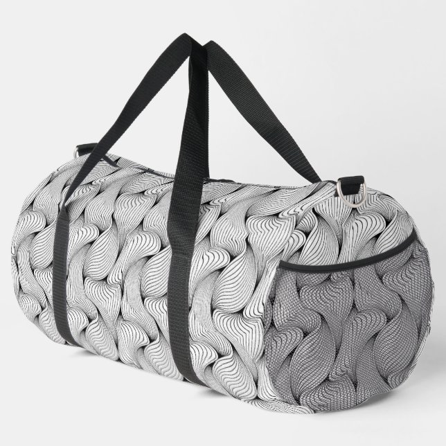 Fun Black and White Interwoven Lines Duffle Bag (Rechte Ecke)