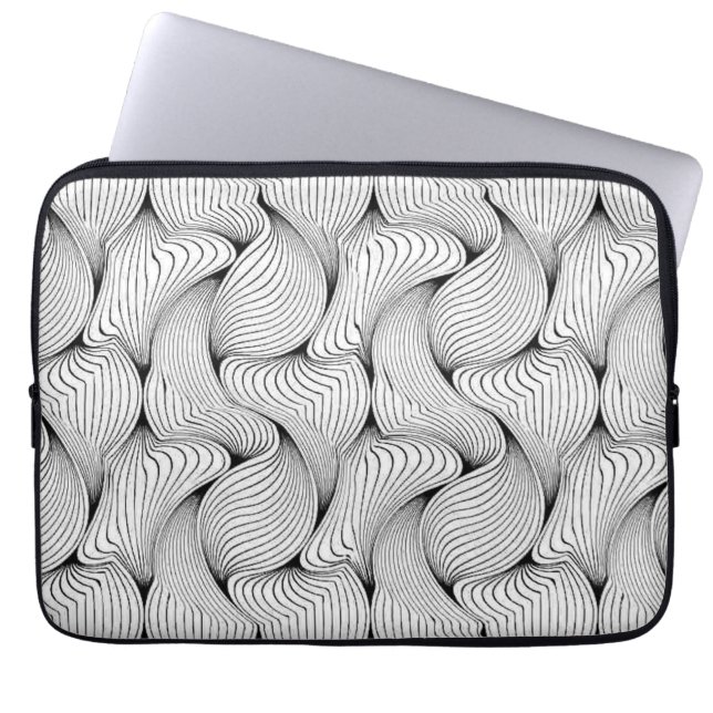 Fun Black and White Interwoven Lines Laptopschutzhülle (Vorderseite)