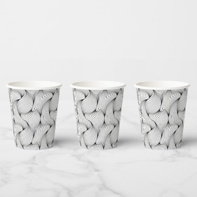 Fun Black and White Interwoven Lines Pappbecher (Multi)