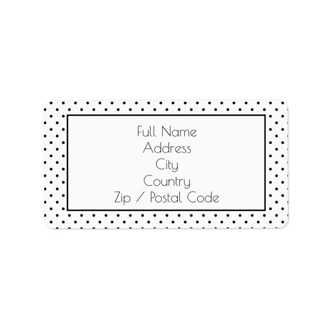 Fun Black and White Polka DoT-Adressetiketten Adressaufkleber (Vorne)