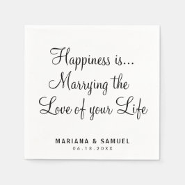 Fun Black and White Quote Liebe Hochzeit Serviette