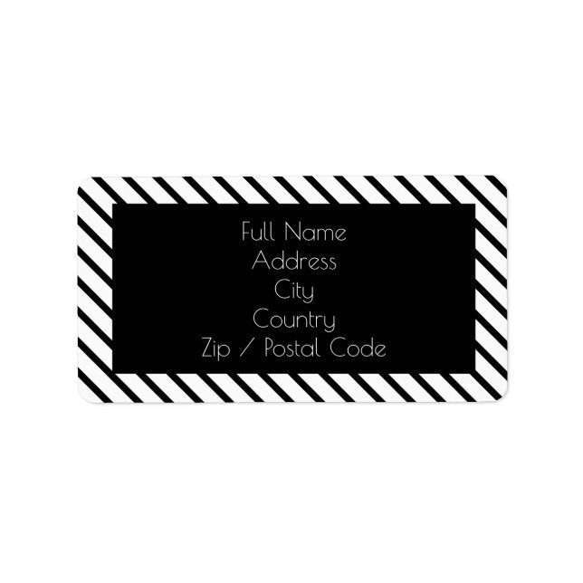 Fun Black and White Strip Address Aufkleber Adressaufkleber (Vorne)