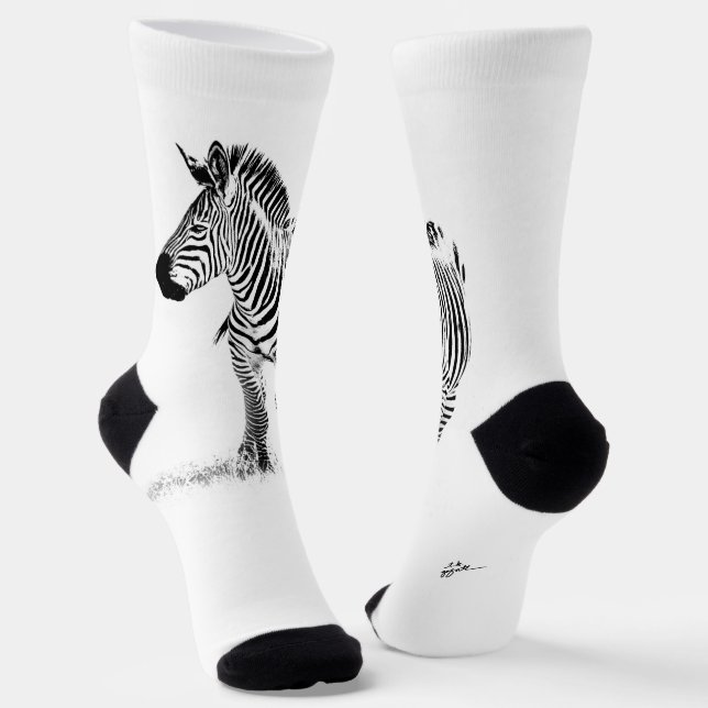Fun Black and White Zebra Modernes Minimalistisch Socken (Gewinkelt)
