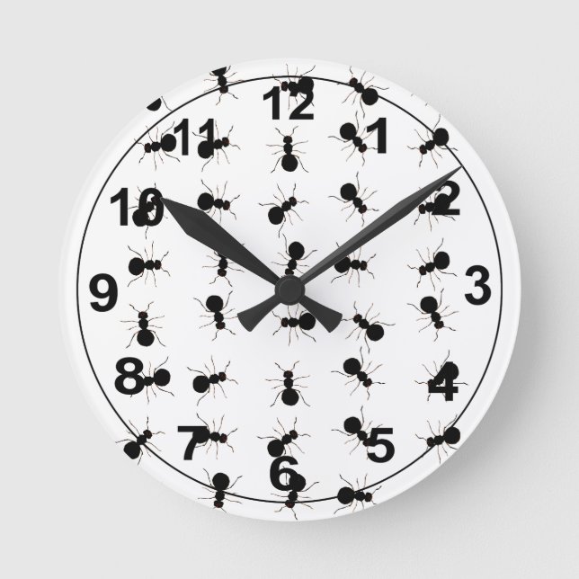 Fun Black Ant Bug Print Runde Wanduhr (Vorderseite)