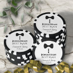 Fun Black Bow Krawatte & Buttons Trauzeuge Hochzei Pokerchips<br><div class="desc">Diese lustigen Poker-Chips sind als Geschenk für den Trauzeuge bei Ihrer Hochzeit konzipiert. Das niedliche Design verfügt über eine schwarze Bogen-Krawatte mit drei schwarzen Tasten. Es gibt Platz für seinen Namen, den Titel "Trauzeuge", die Namen des Paares und das Hochzeitstag. Ein wunderbarer Weg, um ihm zu danken, dass er sich...</div>