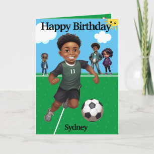 Fun Black Boy Soccer Secret Message Happy Birthday Karte