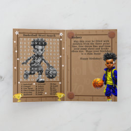 Fun Black Boys Basketball Word Suche Geburtstag Karte