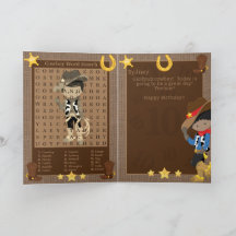 Fun Black Boys Cowboy Word Suche glücklich Geburts