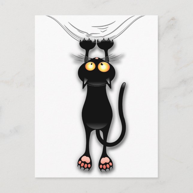 Fun Black Cat Falldown Postkarte (Vorderseite)