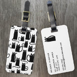 Fun Black Cat Gepäckanhänger<br><div class="desc">Niedliches schwarzes Katzenmuster, perfekt für Tierliebhaber. Originelle Kunst von Nic Squirrell. Ändern Sie die Details auf der Rückseite, um sie zu personalisieren.</div>