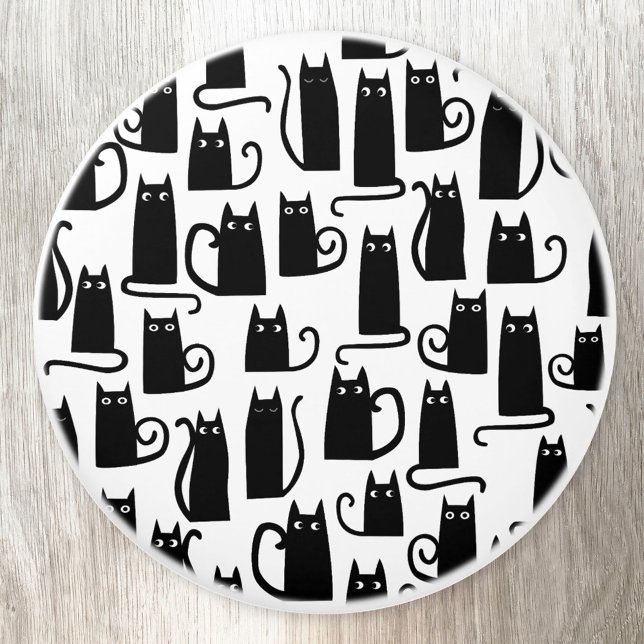 Fun Black Cat Keramikknauf (Fun black cat pattern ceramic door knob)