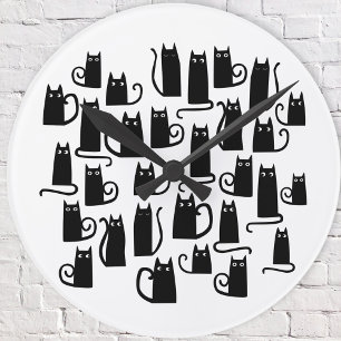 Fun Black Cat Runde Wanduhr