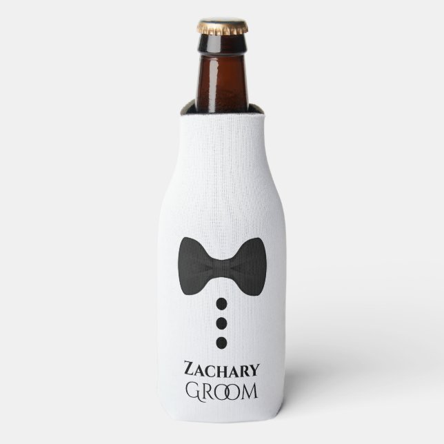 Fun Black Cravate Groom Mariage mousse Glacière bo (Bottle Devant)