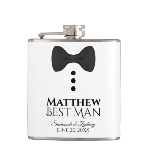 Fun Black Krawatte Tuxedo Trauzeuge Hochzeitsflasc Flachmann