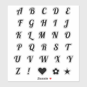 Fun Black Schriftart Alphabet Initial Monogram Let Aufkleber
