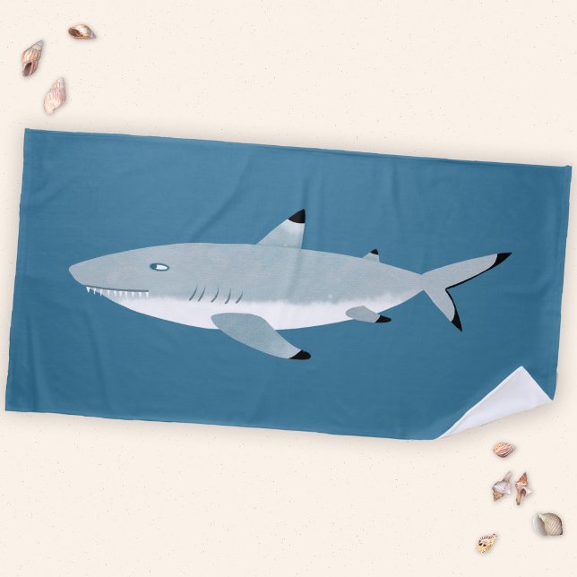 Fun Black Tipped Reef Shark Strandtuch (Fun Black Tipped Reef Shark nautical beach towel for wildlife lovers.  Eek!)