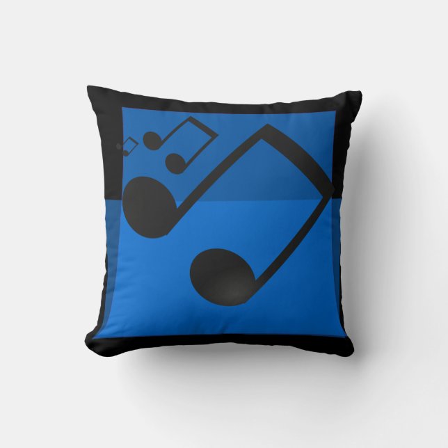 FUN BLAUE MUSIKNOTEN KISSEN (Vorderseite)