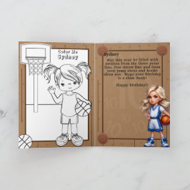 Fun Blonde Girls Basketball Färben Seite Geburtsta Karte