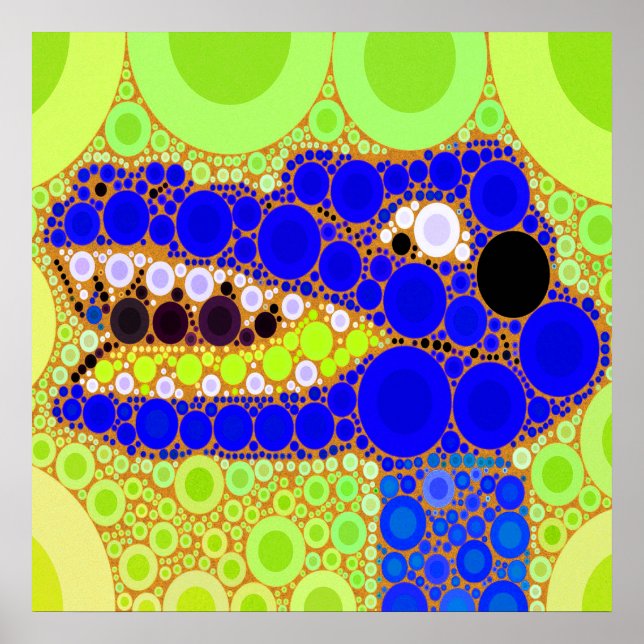 Fun Blue Alligator Krokodile Retro Circles Mosaik Poster (Vorne)