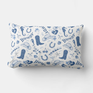 Fun Blue Coastle Cowgirl Muster Lendenkissen