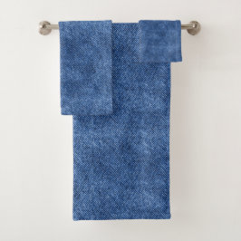 Fun Blue Denim Muster Badhandtuch Set
