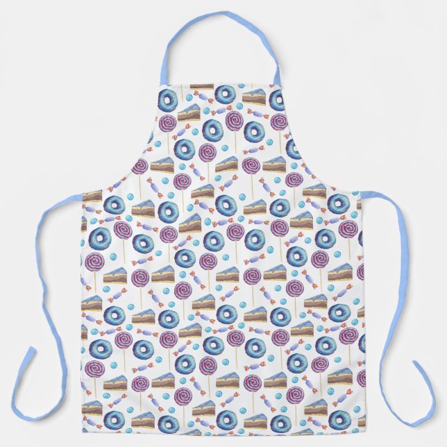 Fun Blue Donuts und Cupcakes Pattern Schürze (Vorderseite)