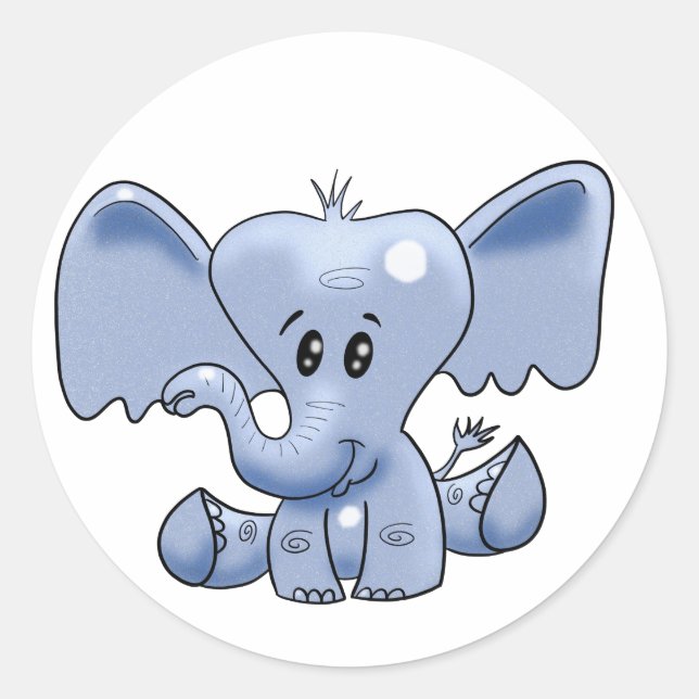 Fun Blue Elephant Runder Aufkleber (Vorderseite)
